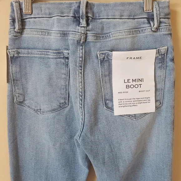 Frame Le Mini Split Hem Mid-Rise Bootcut Jeans Light Blue
